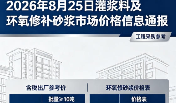 彭水2026年8月25日灌浆料及环氧修补砂浆市场价格信息通报